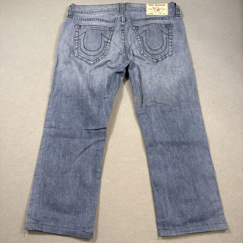 True Religion Jeans Men's 34/25 Ricky RELAXED Straight Light Wash WHISKERING